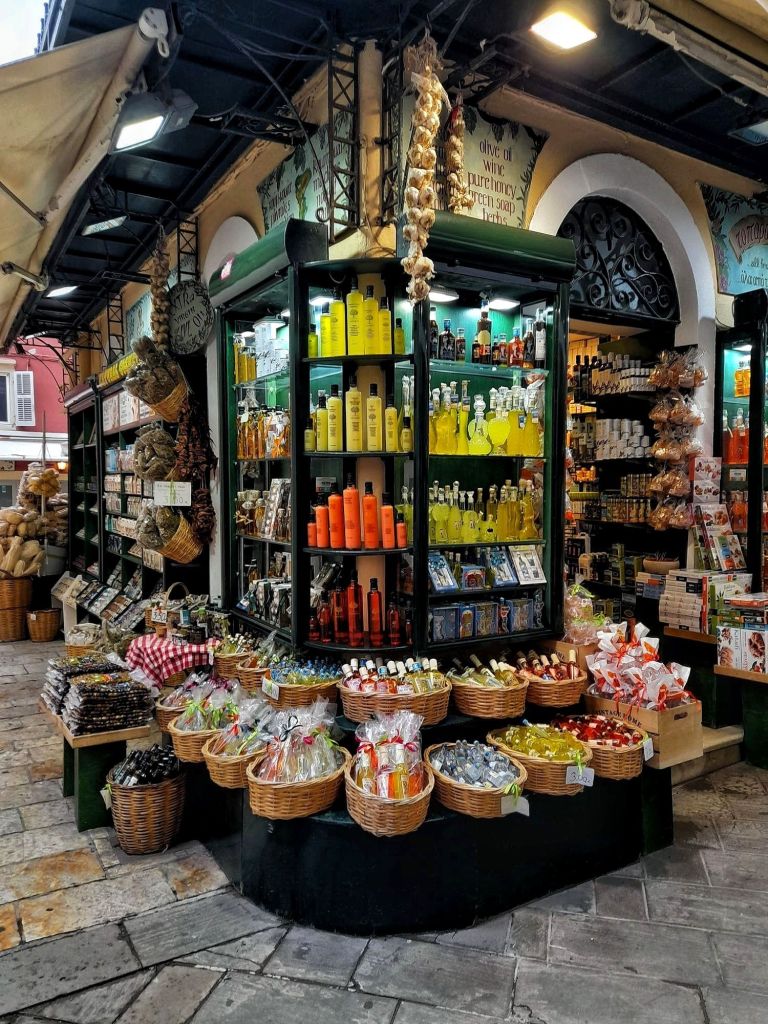 Shop with traditional products at Corfu Old Town