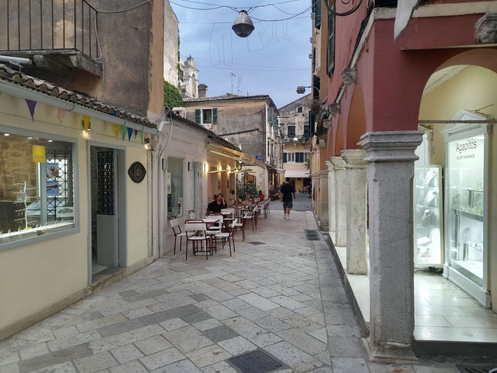 Agias Sofias Street in Corfu Old Town